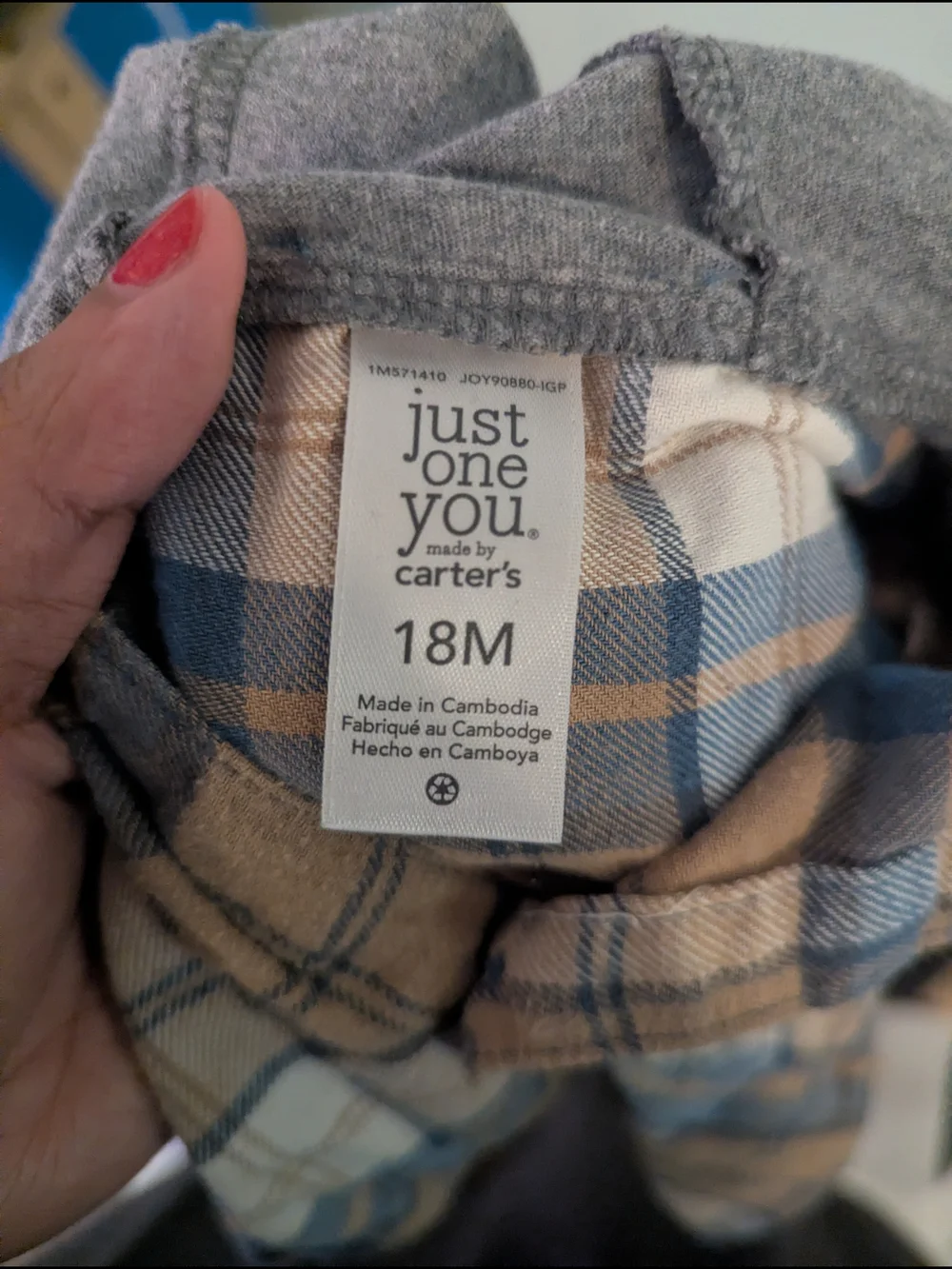 Toddler Hooded Plaid Button-Up Jacket in Brown and Blue